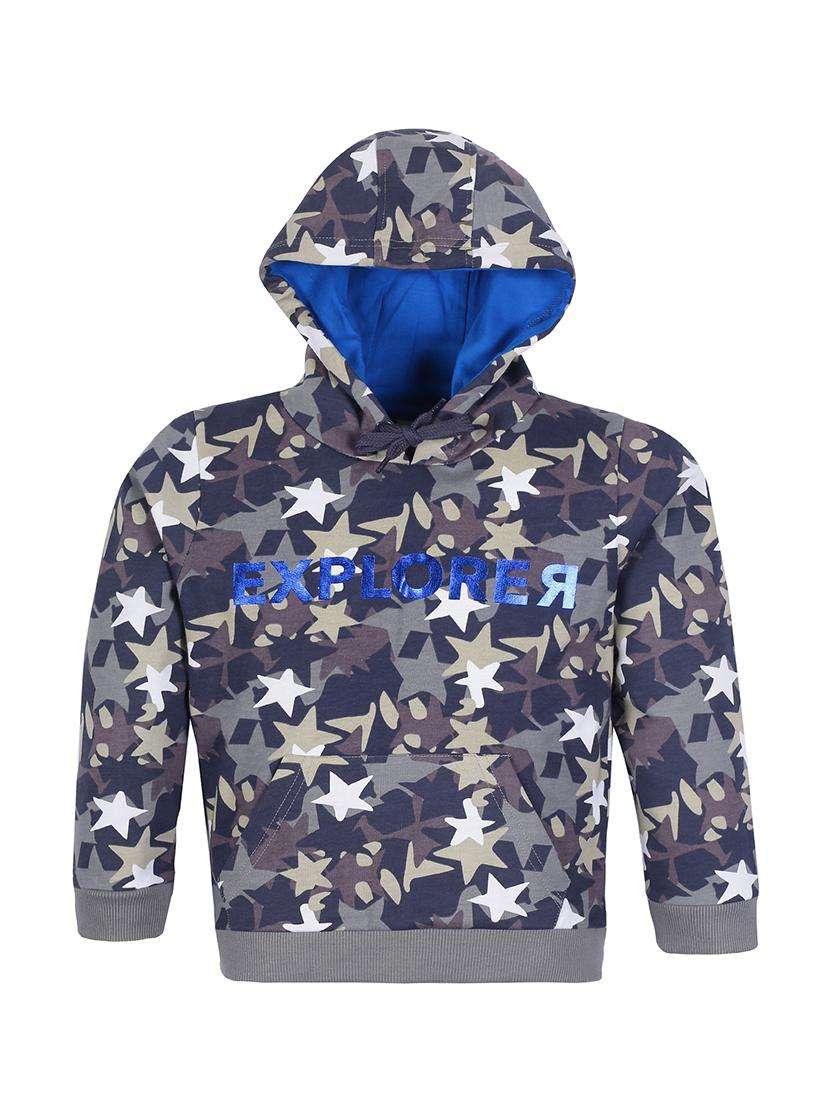 boys printed long sleeve hooded sweatshirt