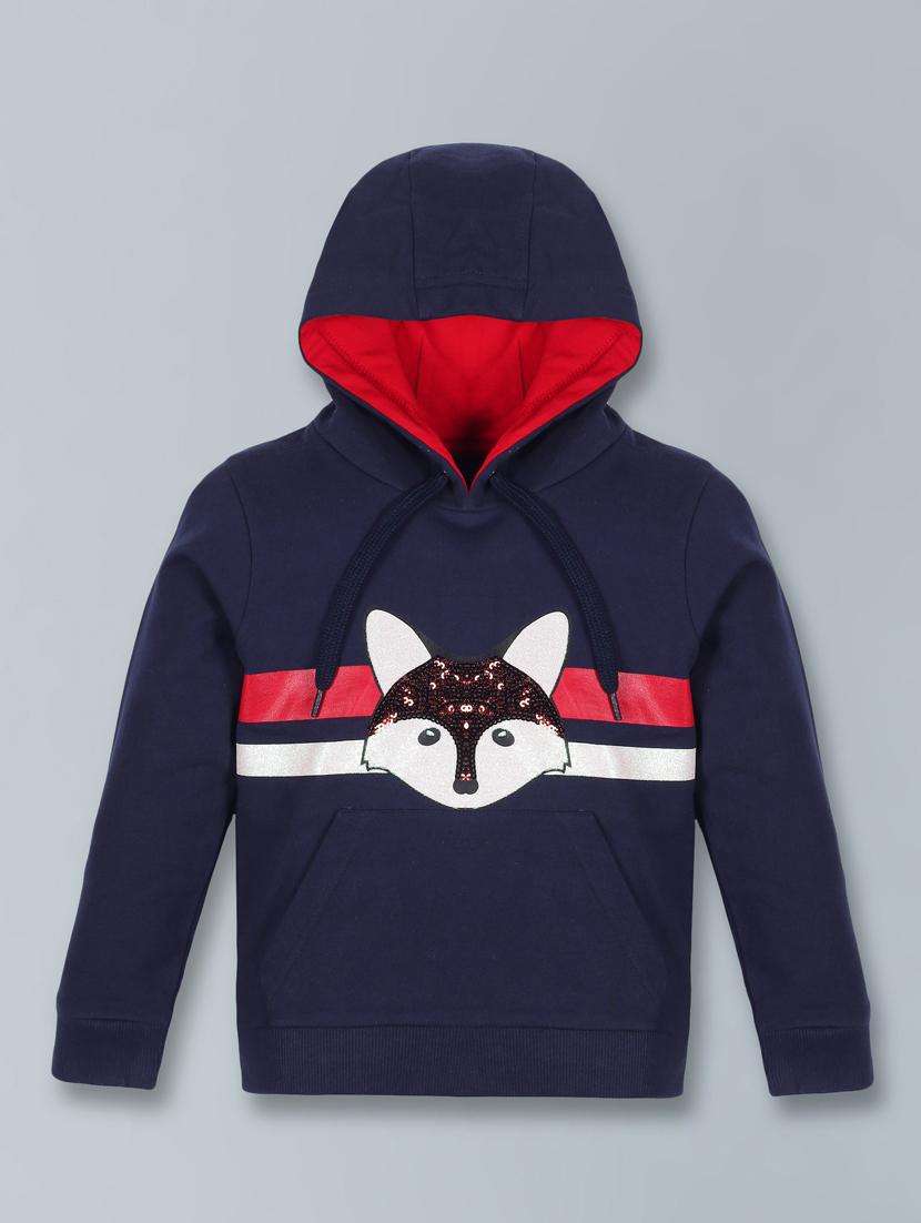 boys printed long sleeve hooded sweatshirt