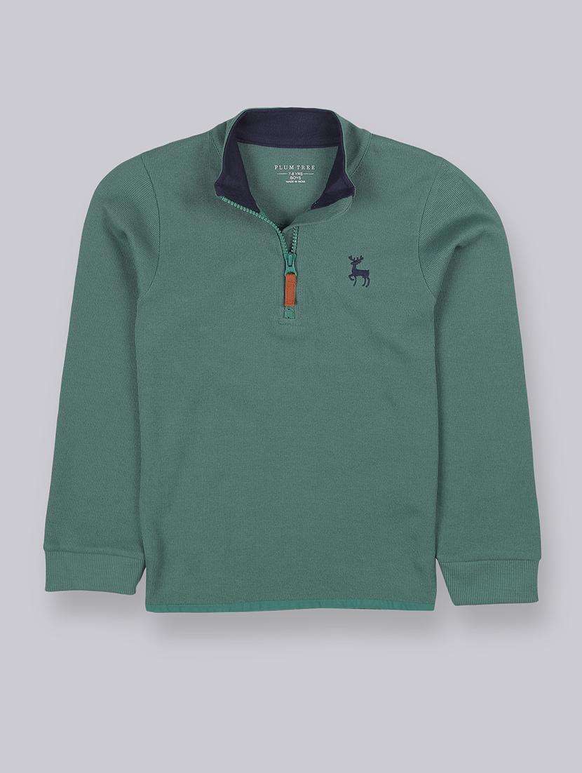 boys solid stand collar long sleeve sweatshirt