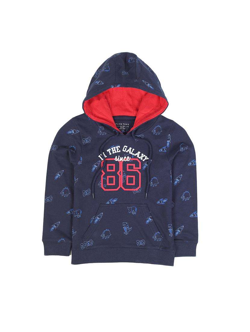 boys printed long sleeve hooded sweatshirt