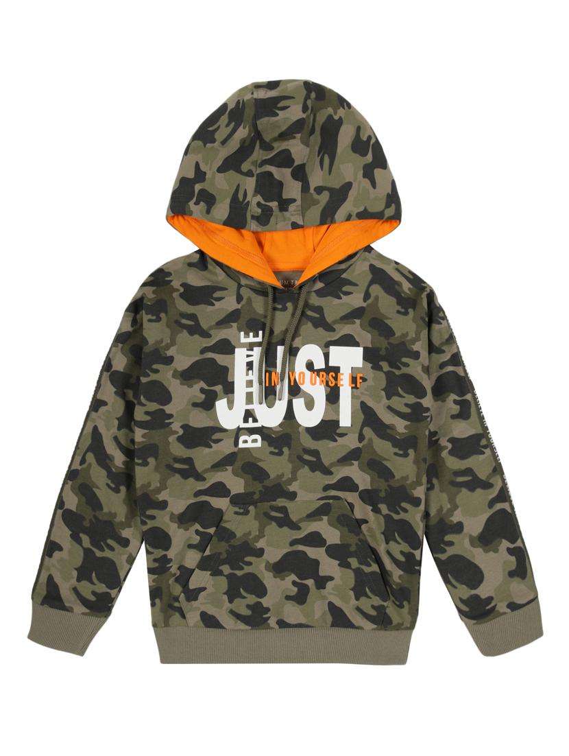 boys printed long sleeve hooded sweatshirt