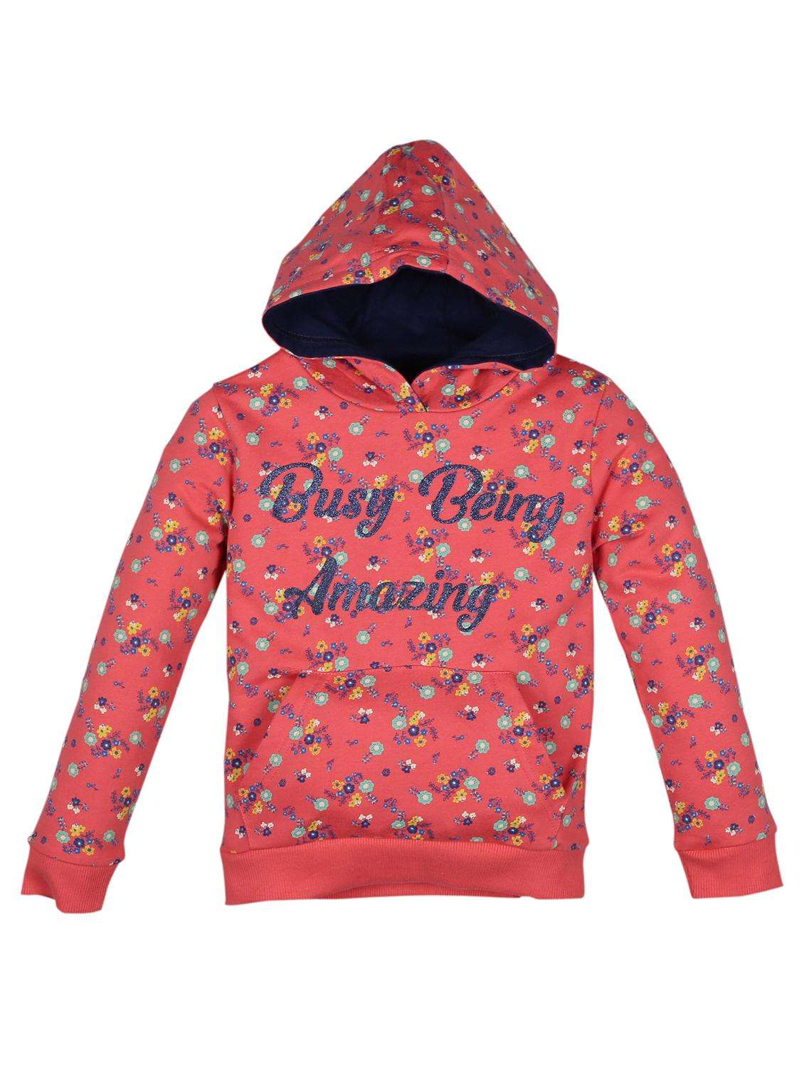 girls printed long sleeve hooded sweatshirt