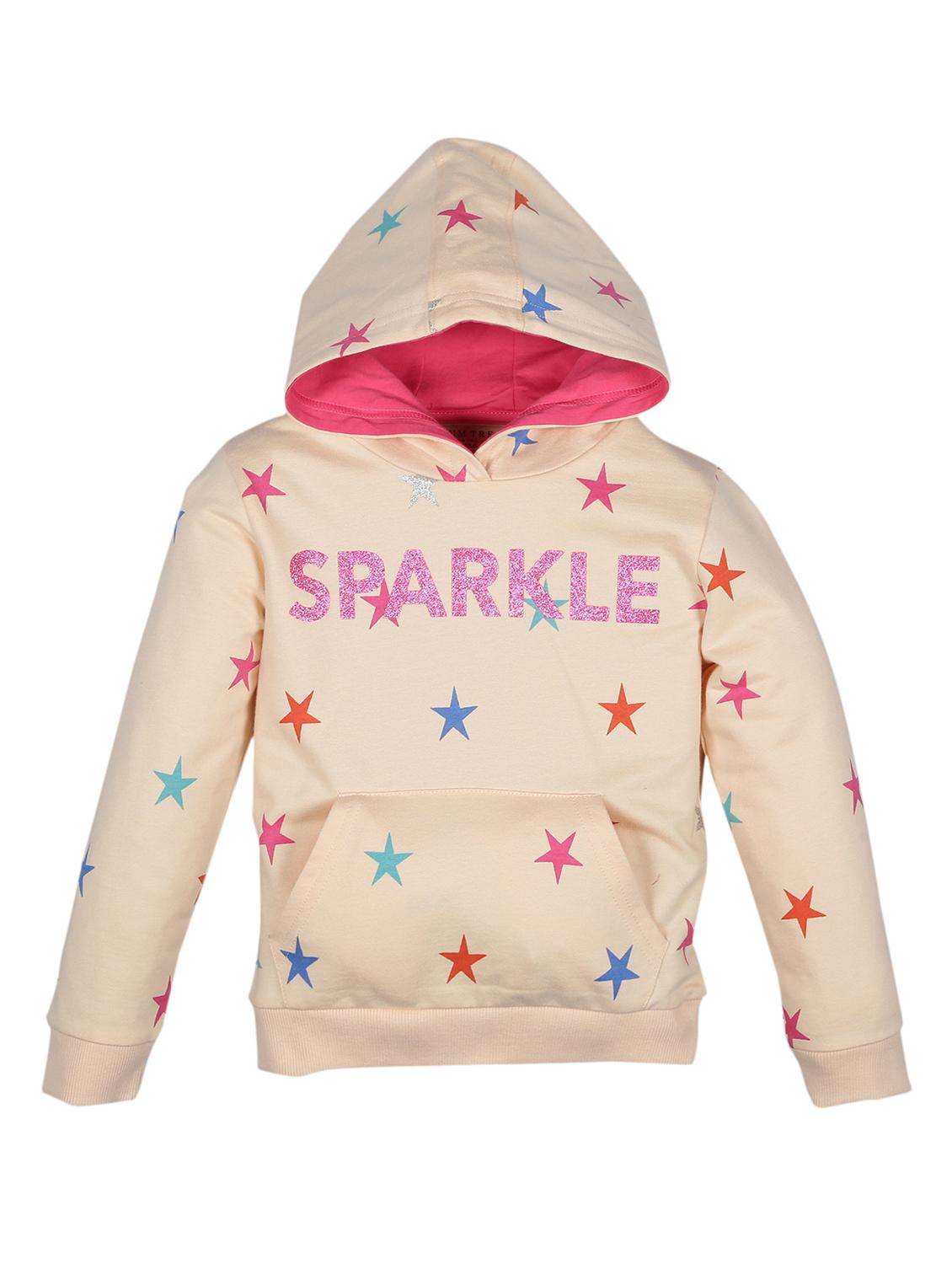 girls printed long sleeve hooded sweatshirt