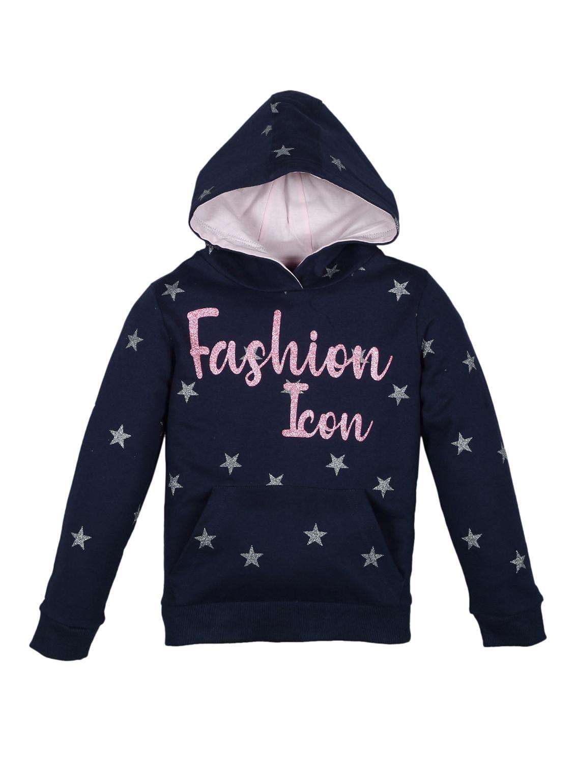 girls printed long sleeve hooded sweatshirt