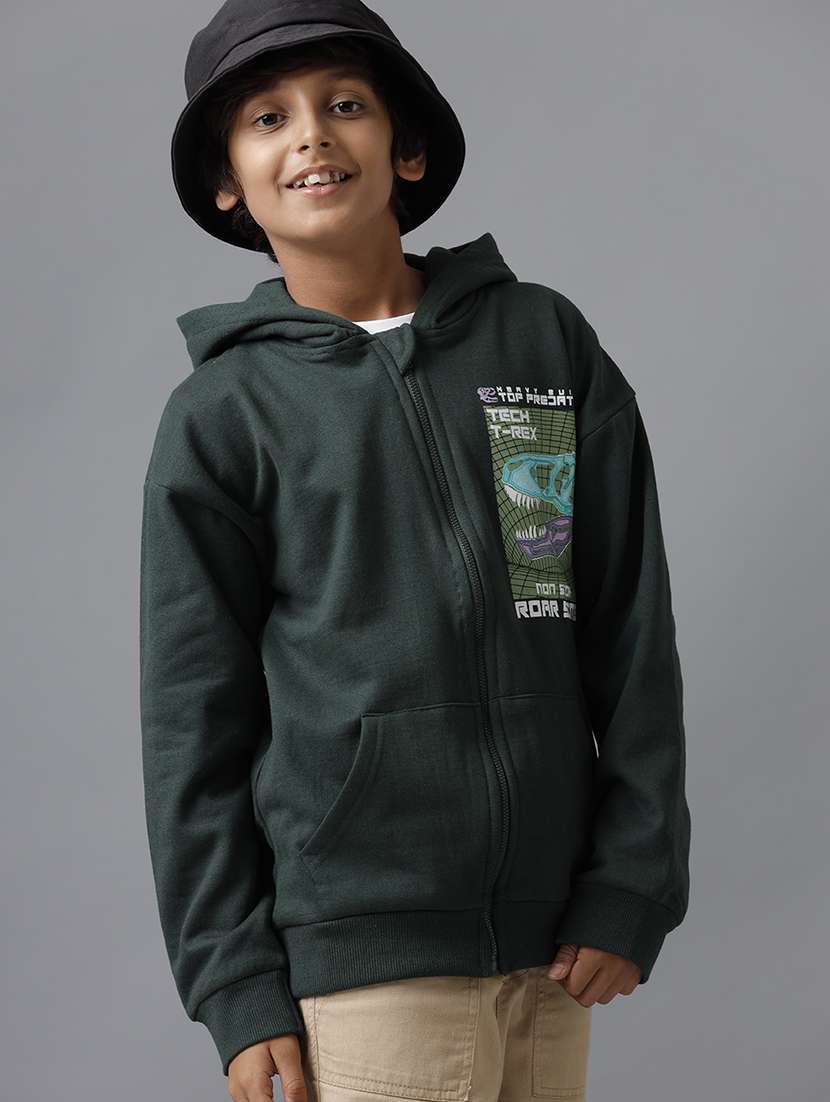 boys printed long sleeve hooded jacket