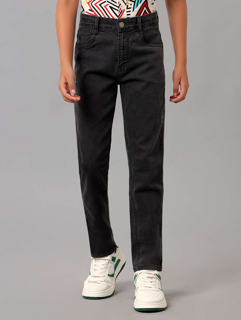 boys solid mid rise slim fit jean