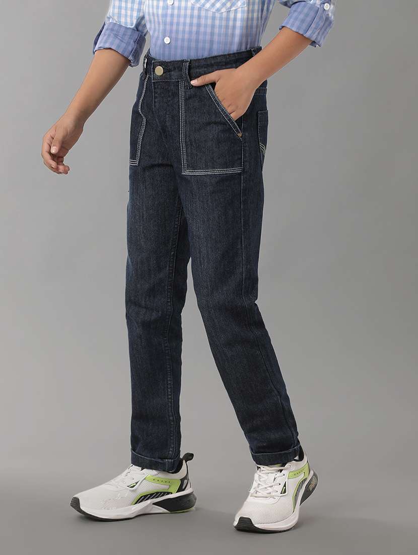 boys solid mid rise slim fit jean