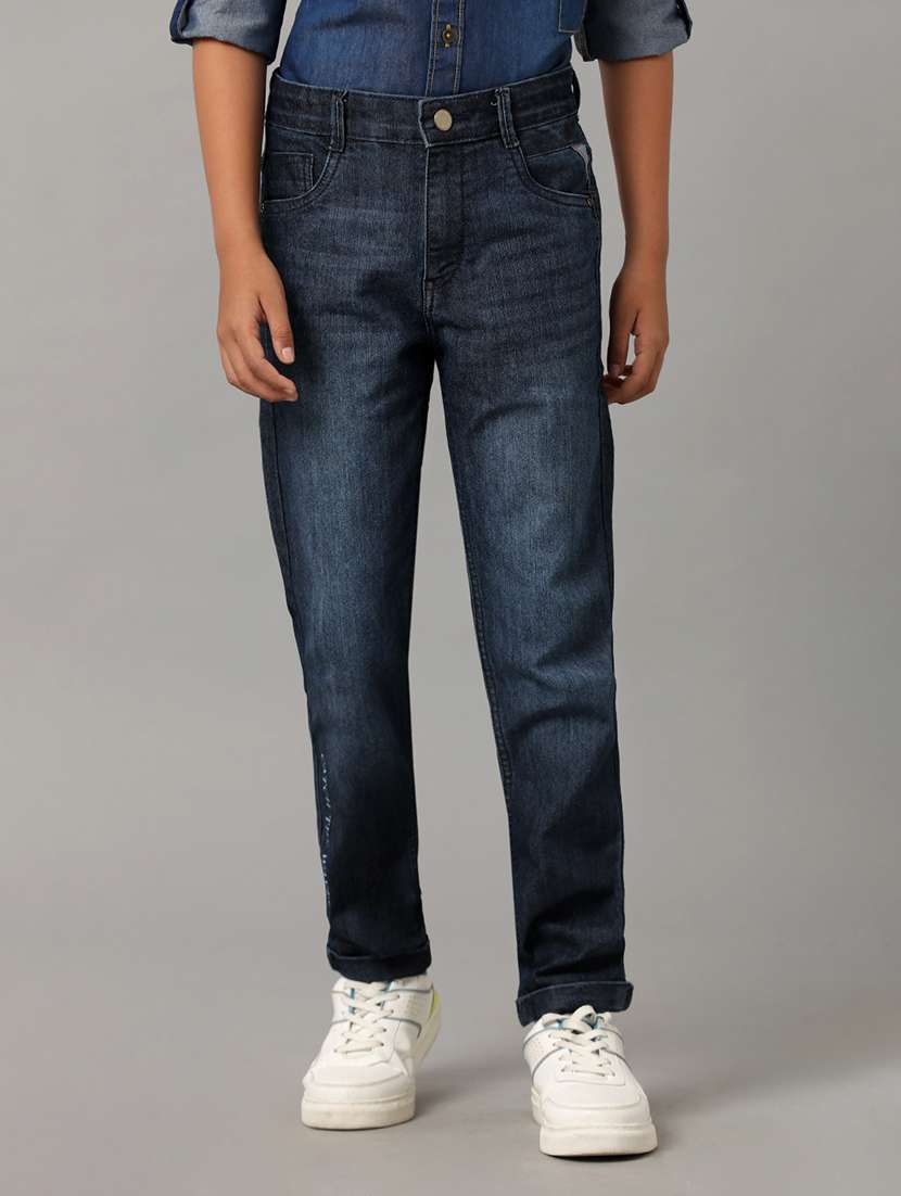 boys solid mid rise slim fit jean