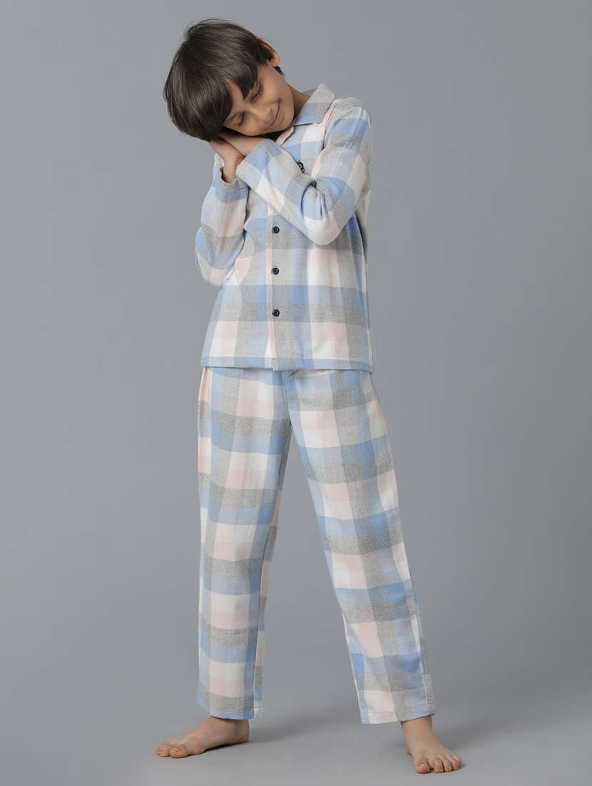 boys checkered nightwear pyjama set