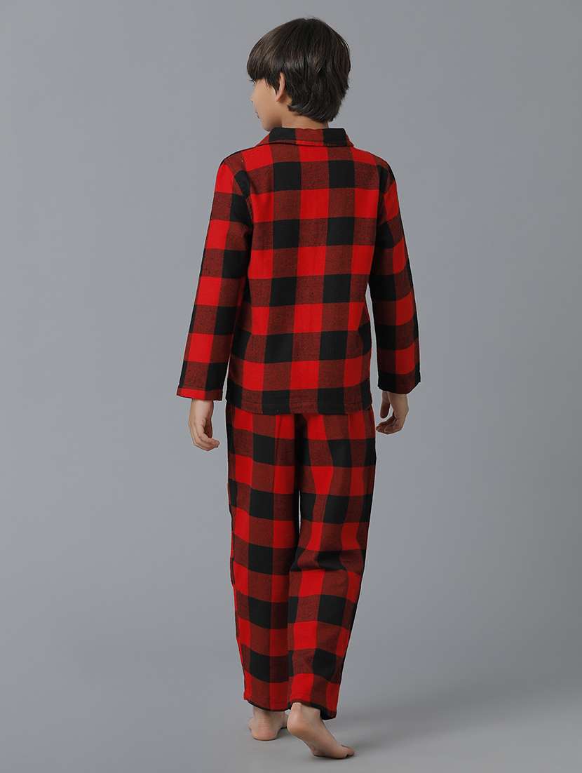 boys checkered nightwear pyjama set - 22070668 -  Standard Image - 3
