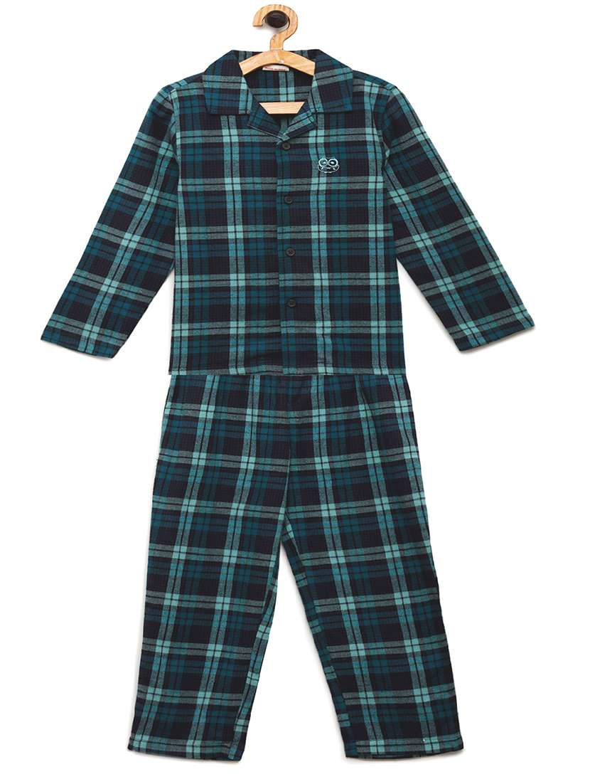 boys checkered nightwear pyjama set