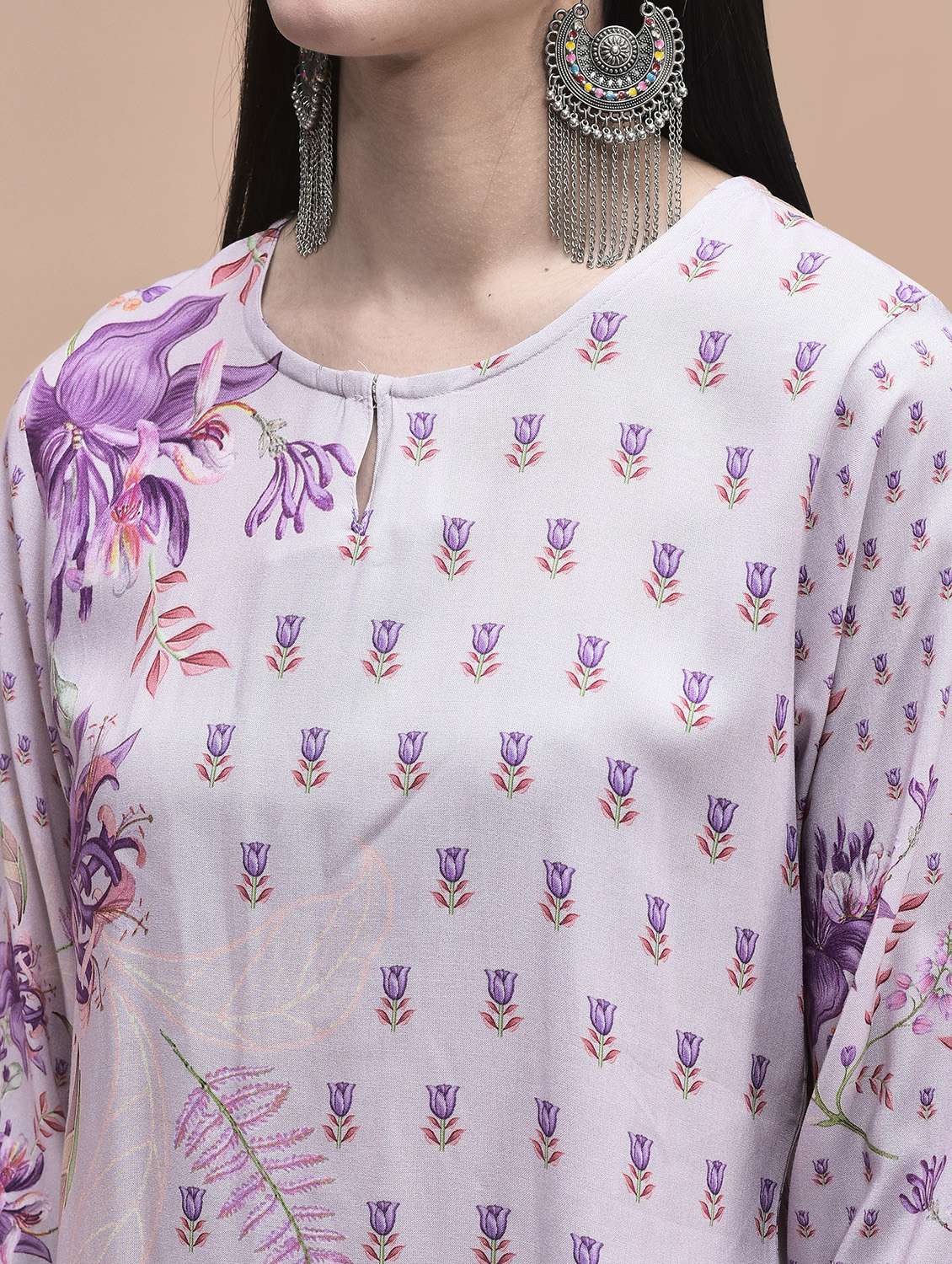 women floral three quarter sleeve kurta pant with dupatta set - 22070680 -  Standard Image - 5