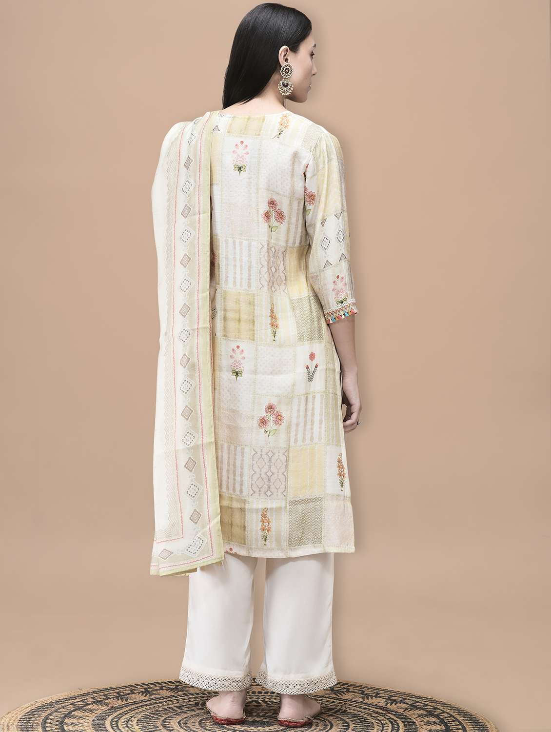 women printed three quarter sleeve kurta pant with dupatta set - 22070681 -  Standard Image - 3