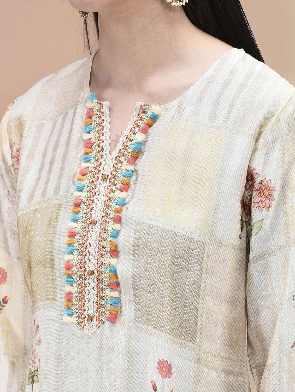 women printed three quarter sleeve kurta pant with dupatta set - 22070681 -  Standard Image - 5