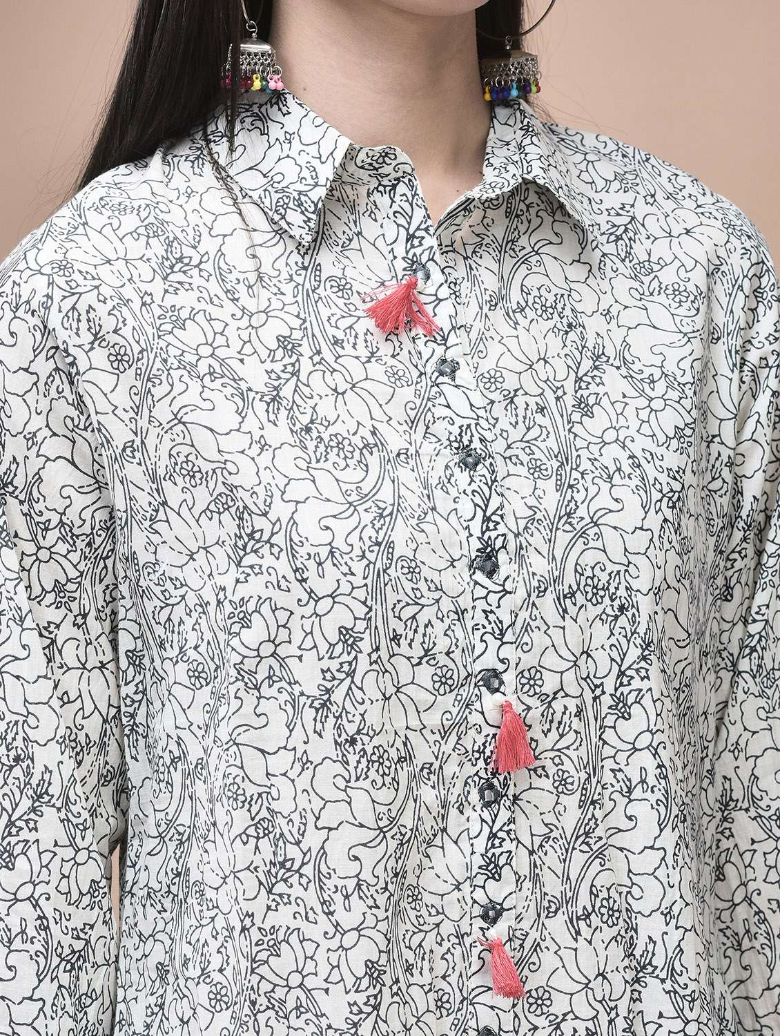 women floral printed three quarter sleeve a-line ethnic dress - 22070685 - Standard Image - 5