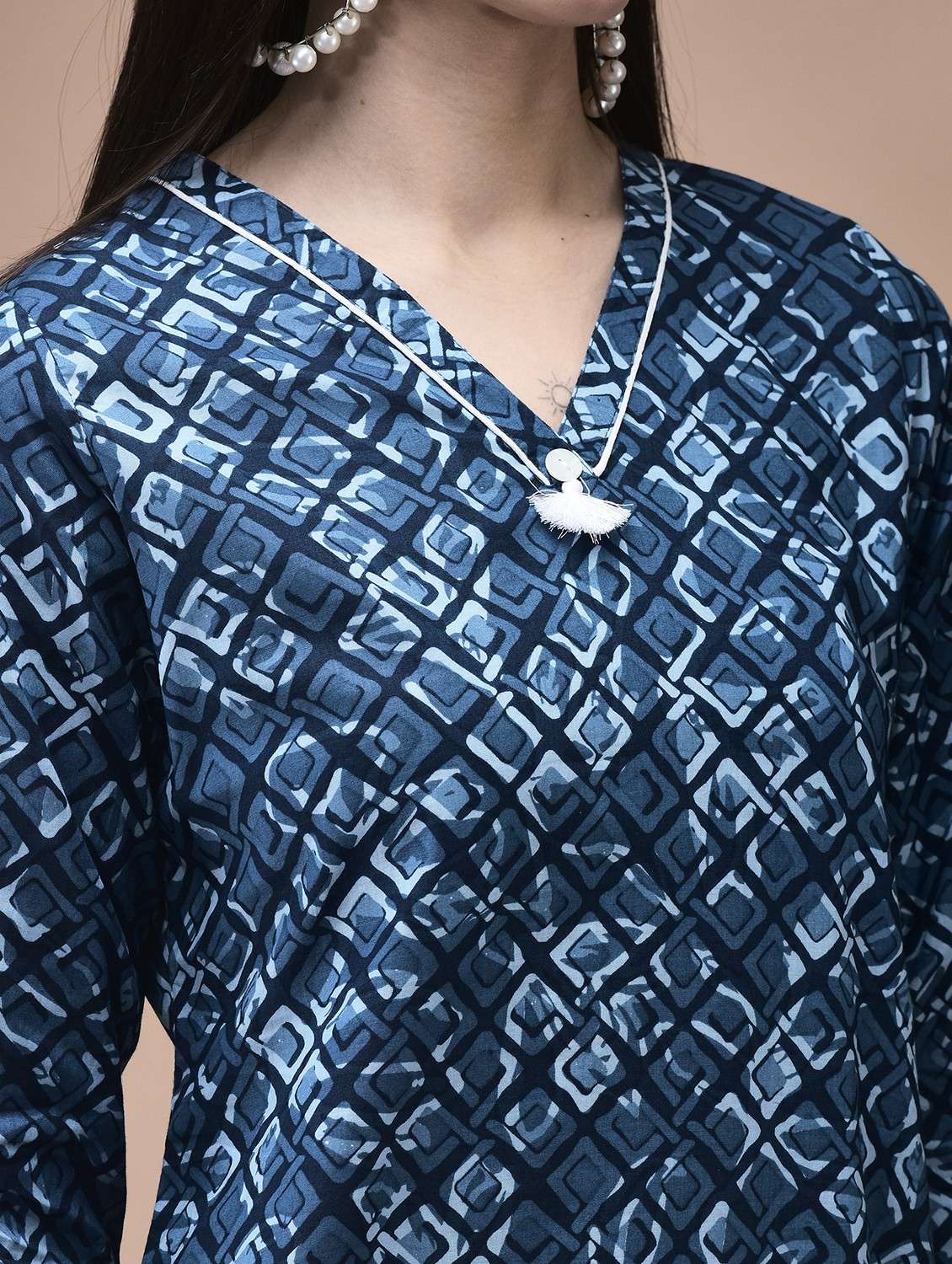 women printed three quarter sleeve kurti - 22070693 - Standard Image - 5