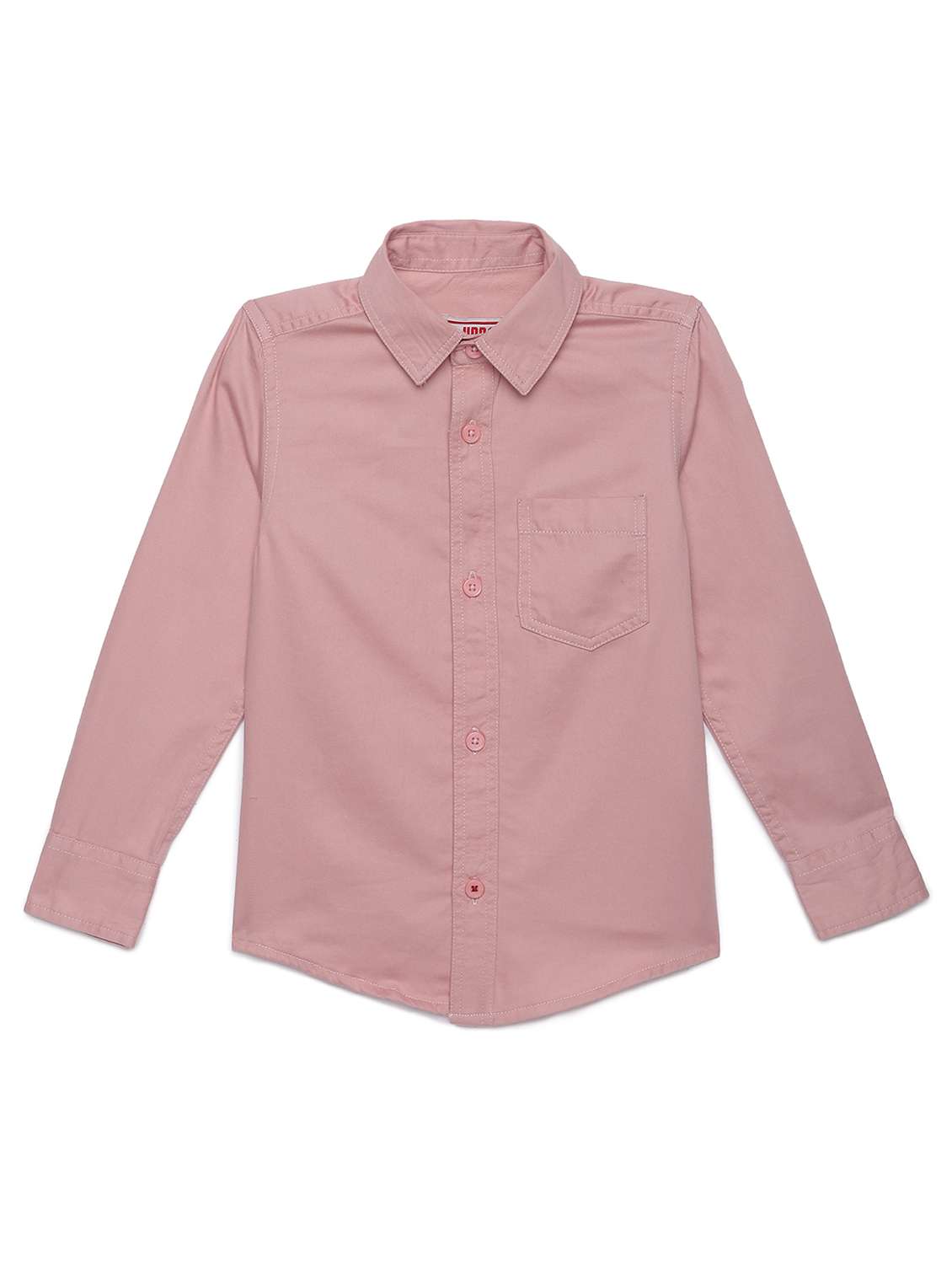 boys solid collared long sleeve shirt