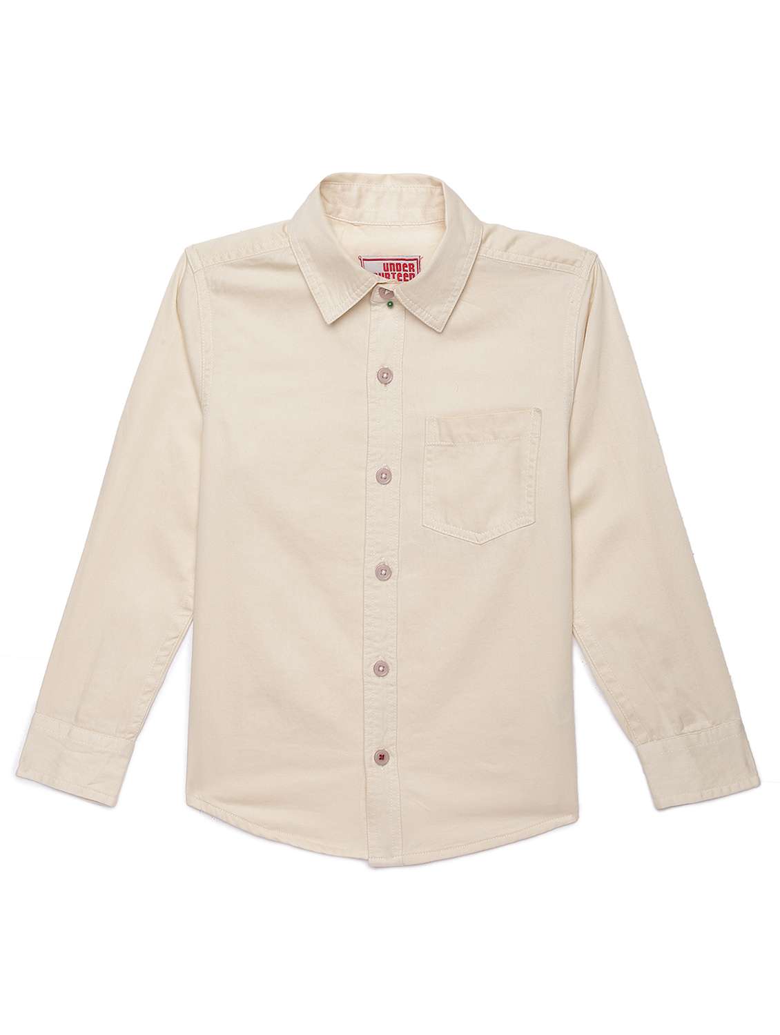 boys solid collared long sleeve shirt