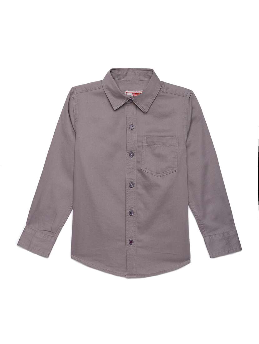 boys solid collared long sleeve shirt