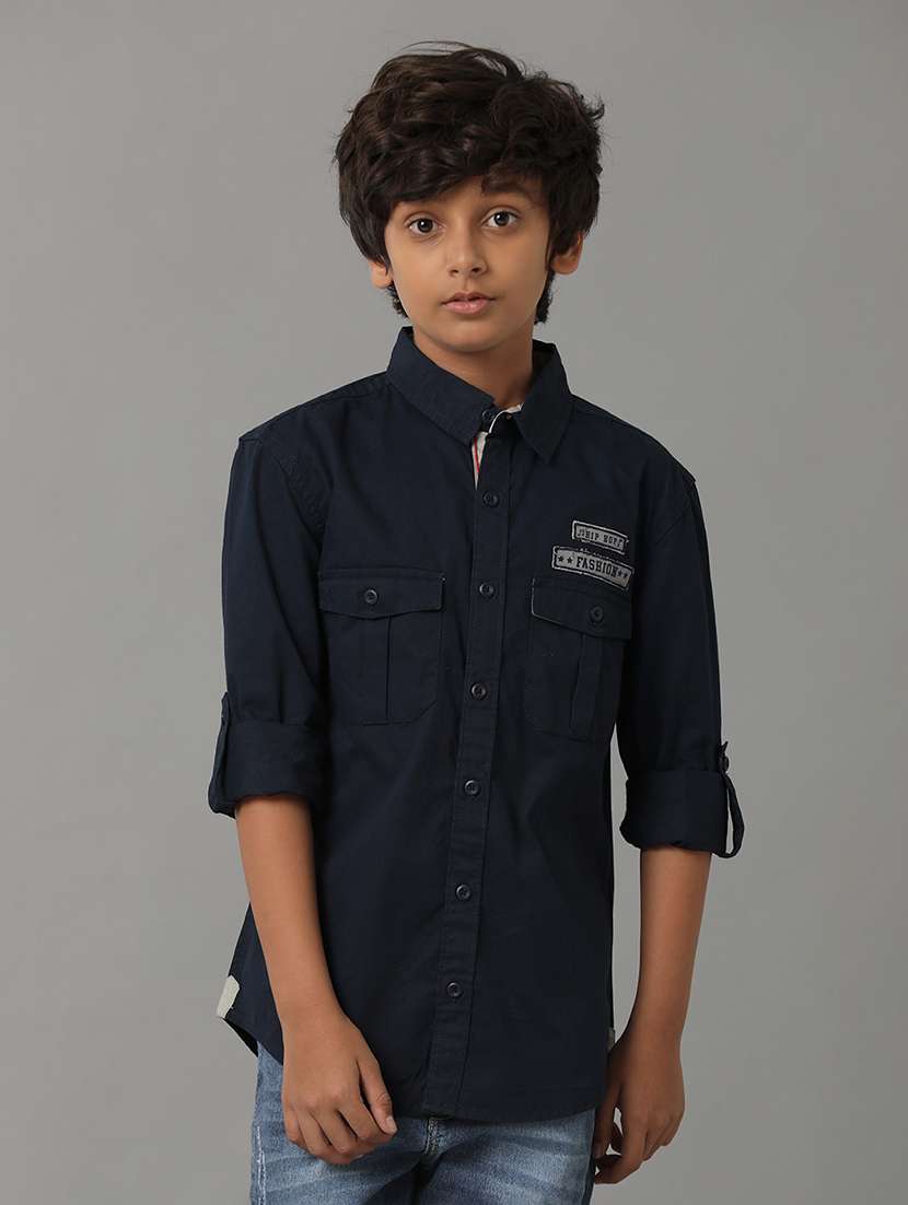 boy collared long sleeve regular fit shirt