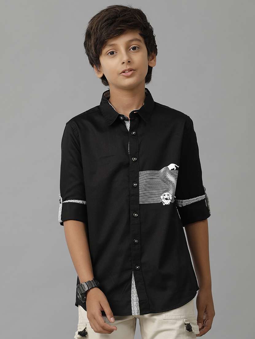 boy collared long sleeve regular fit shirt