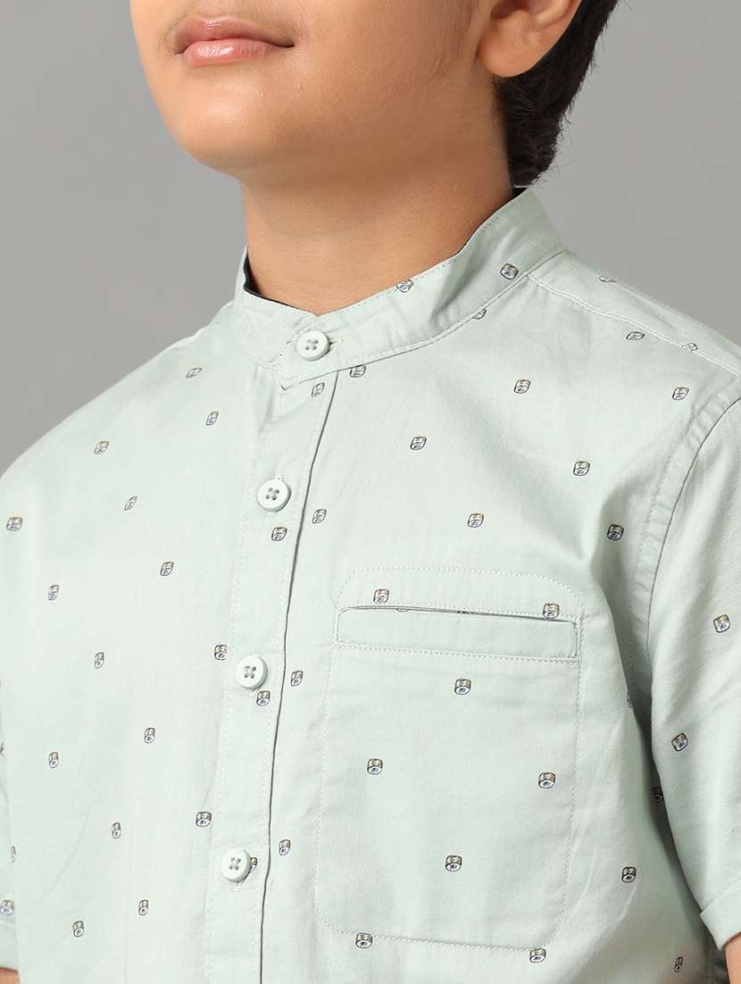 boy mandarin collared short sleeve regular fit shirt - 22070757 -  Standard Image - 3