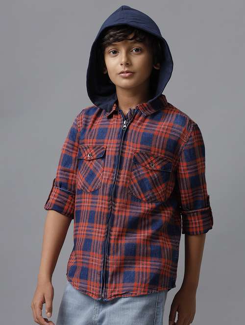 boy hooded long sleeve regular fit shirt - 22070763 -  Standard Image - 0