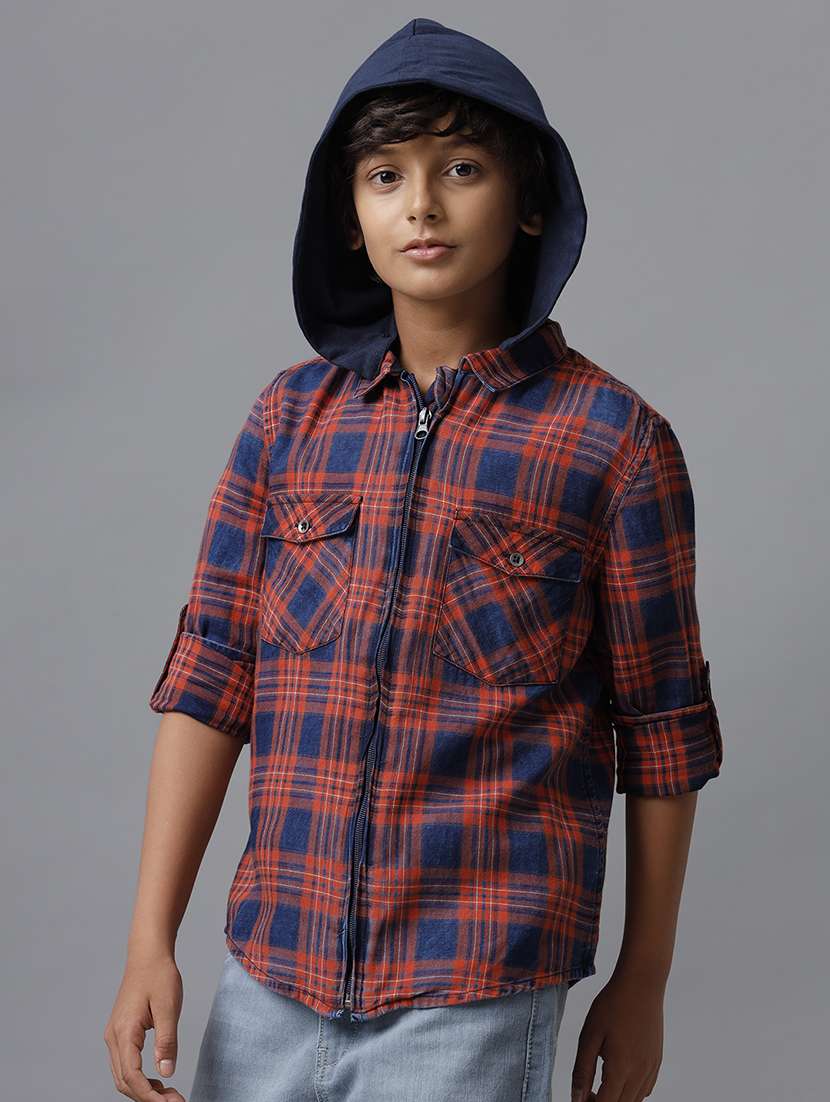 boy hooded long sleeve regular fit shirt - 22070763 -  Zoom Image - 0
