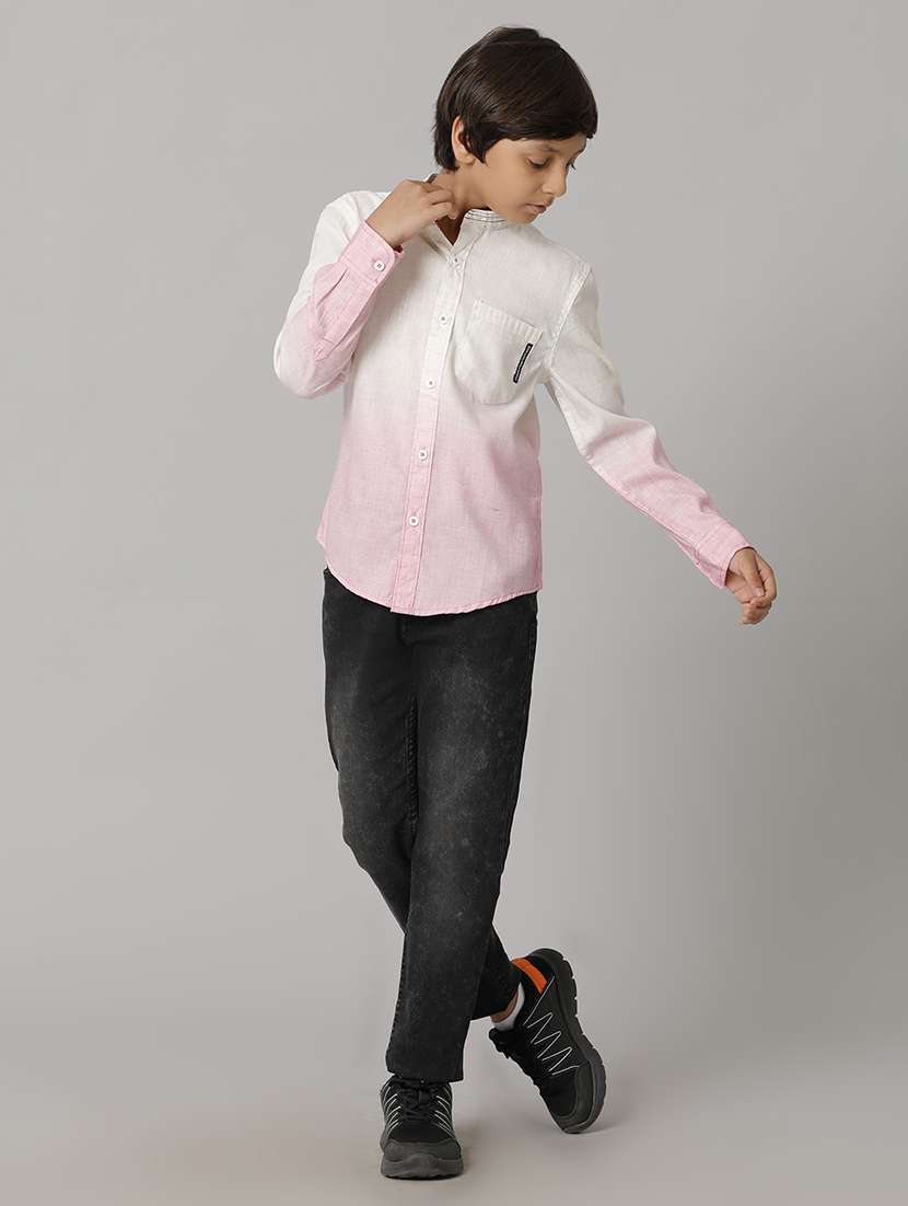 boy mandarn collared short sleeve regular fit shirt - 22070782 -  Standard Image - 3