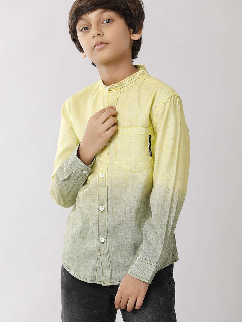 boys mandarin collar long sleeve regular fit shirt