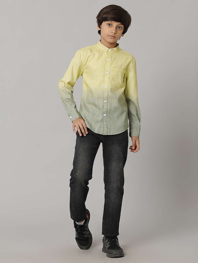 boys mandarin collar long sleeve regular fit shirt - 22070783 -  Standard Image - 3