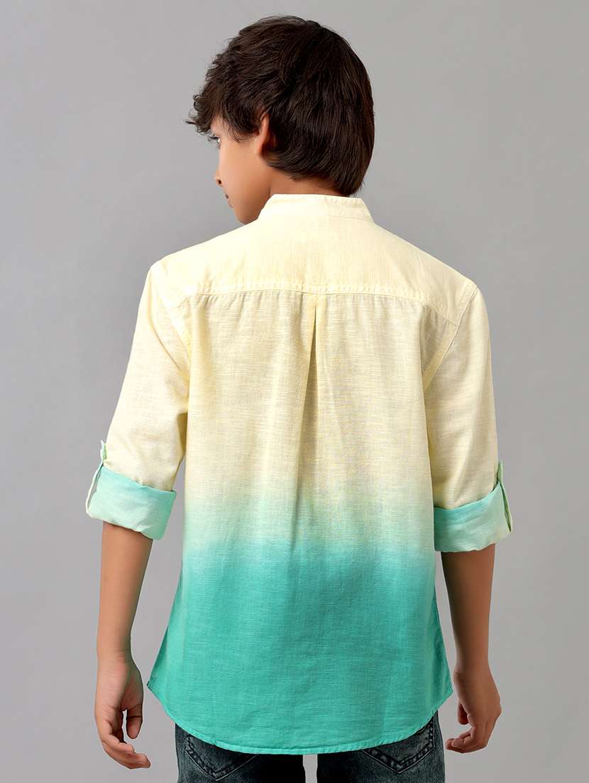 boys mandarin collar long sleeve regular fit shirt - 22070785 -  Standard Image - 3