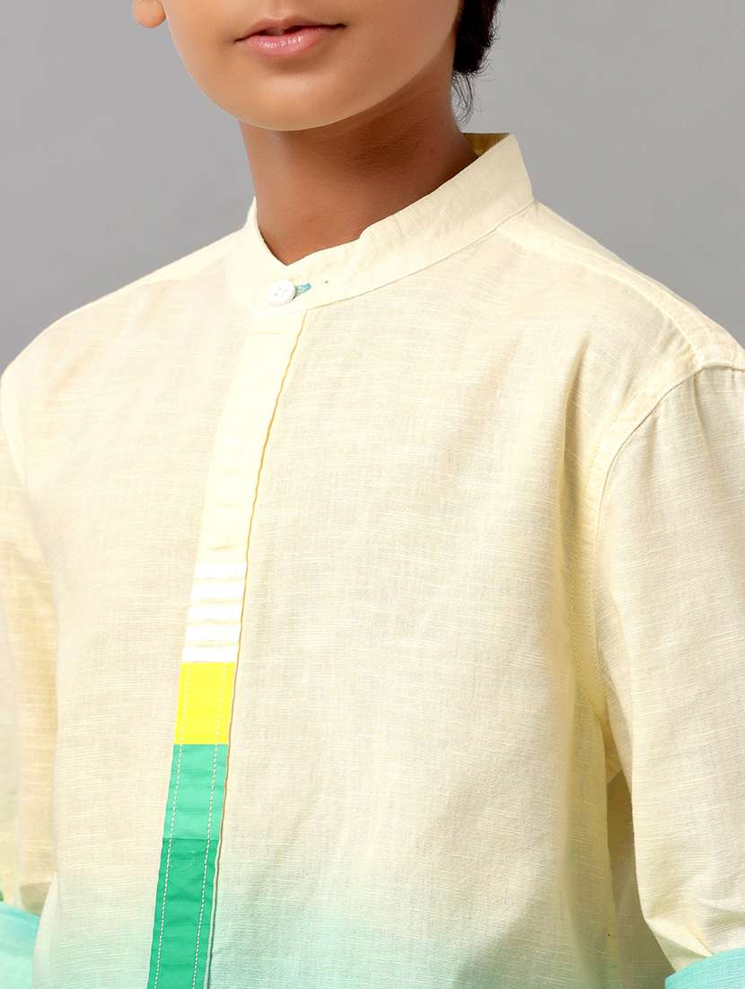 boys mandarin collar long sleeve regular fit shirt - 22070785 -  Standard Image - 5