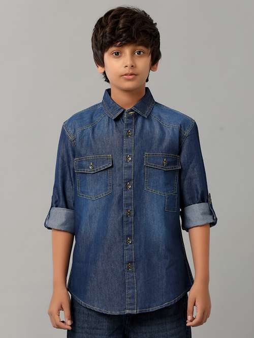 boys collared long sleeve regular fit shirt - 22070786 - Standard Image - 0