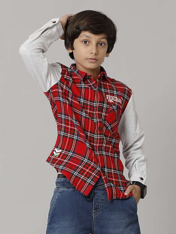 boys collared long sleeve regular fit shirt