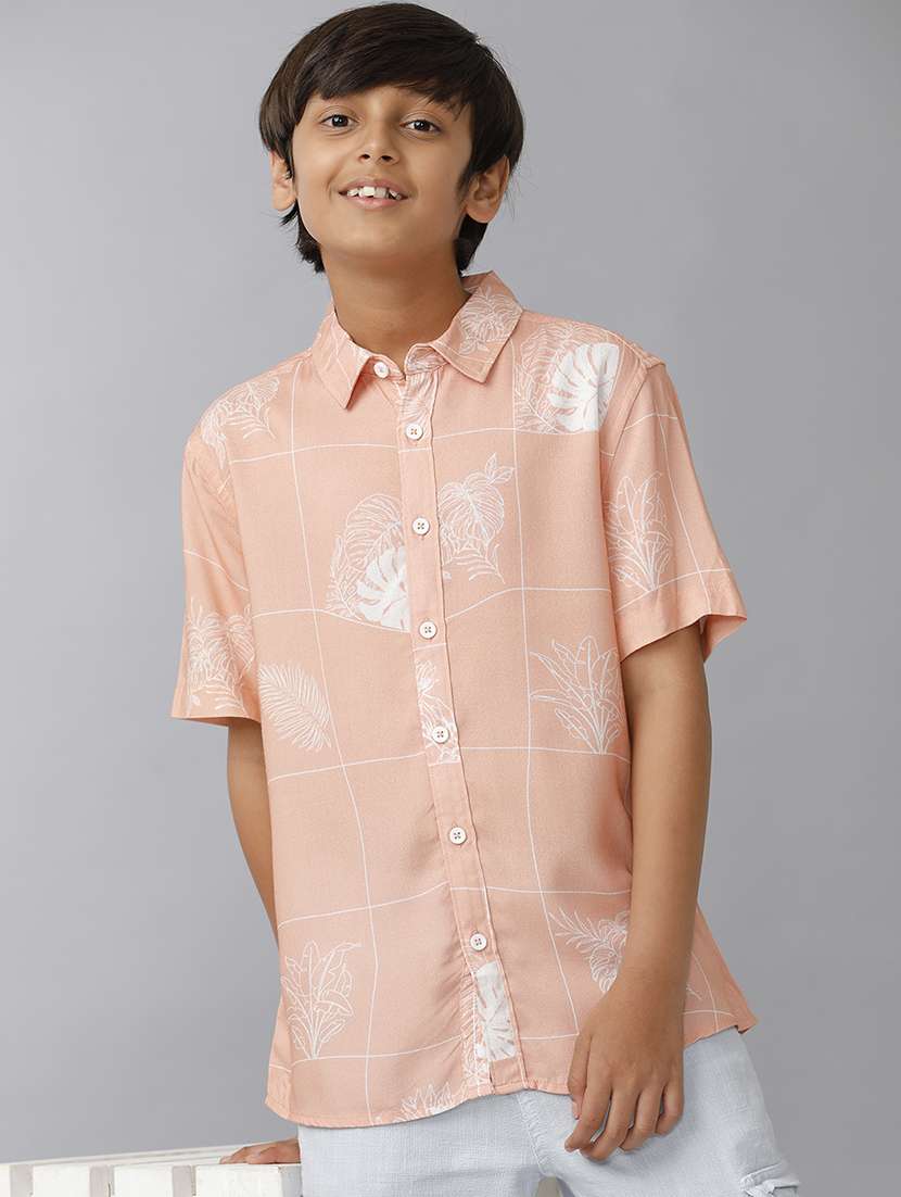 boys collared short sleeve loose fit shirt