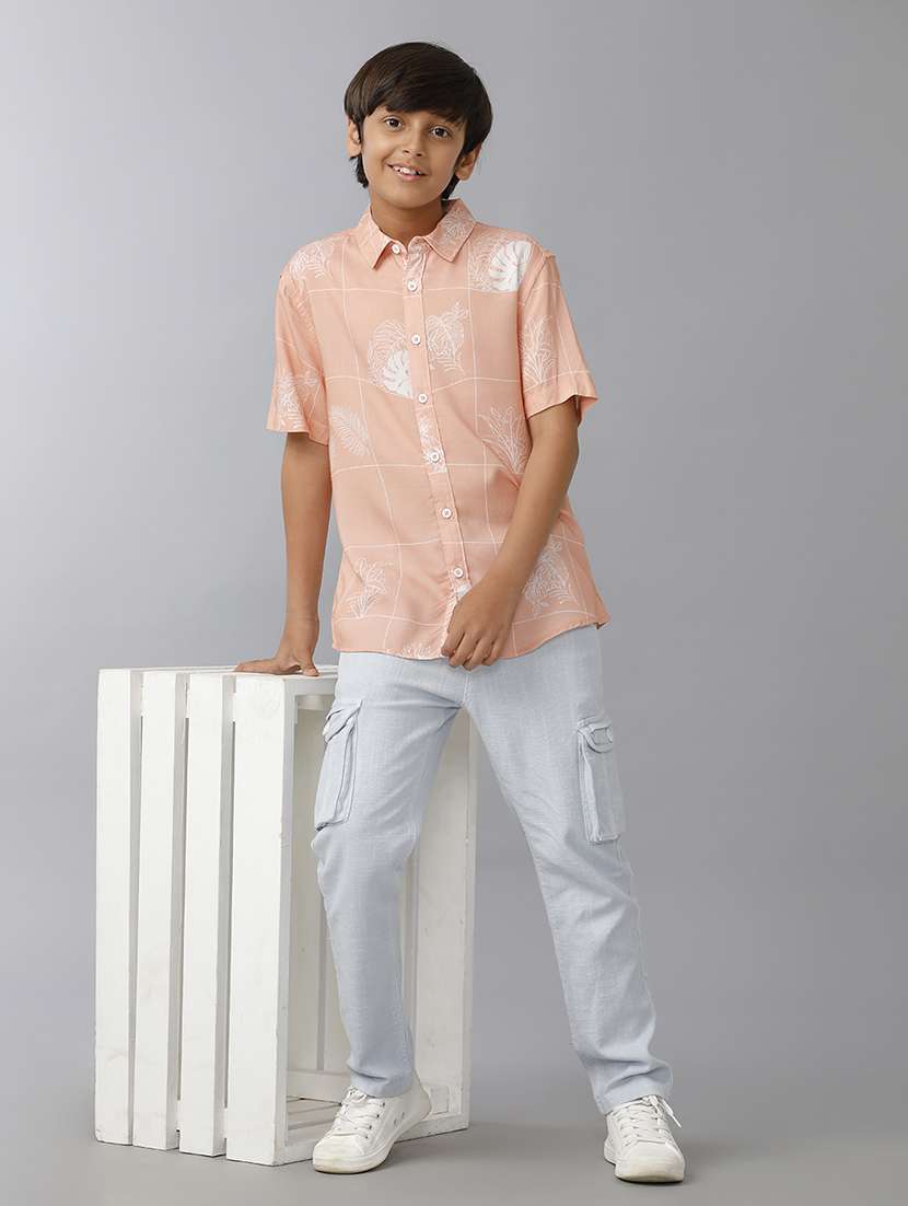 boys collared short sleeve loose fit shirt - 22070804 -  Standard Image - 3