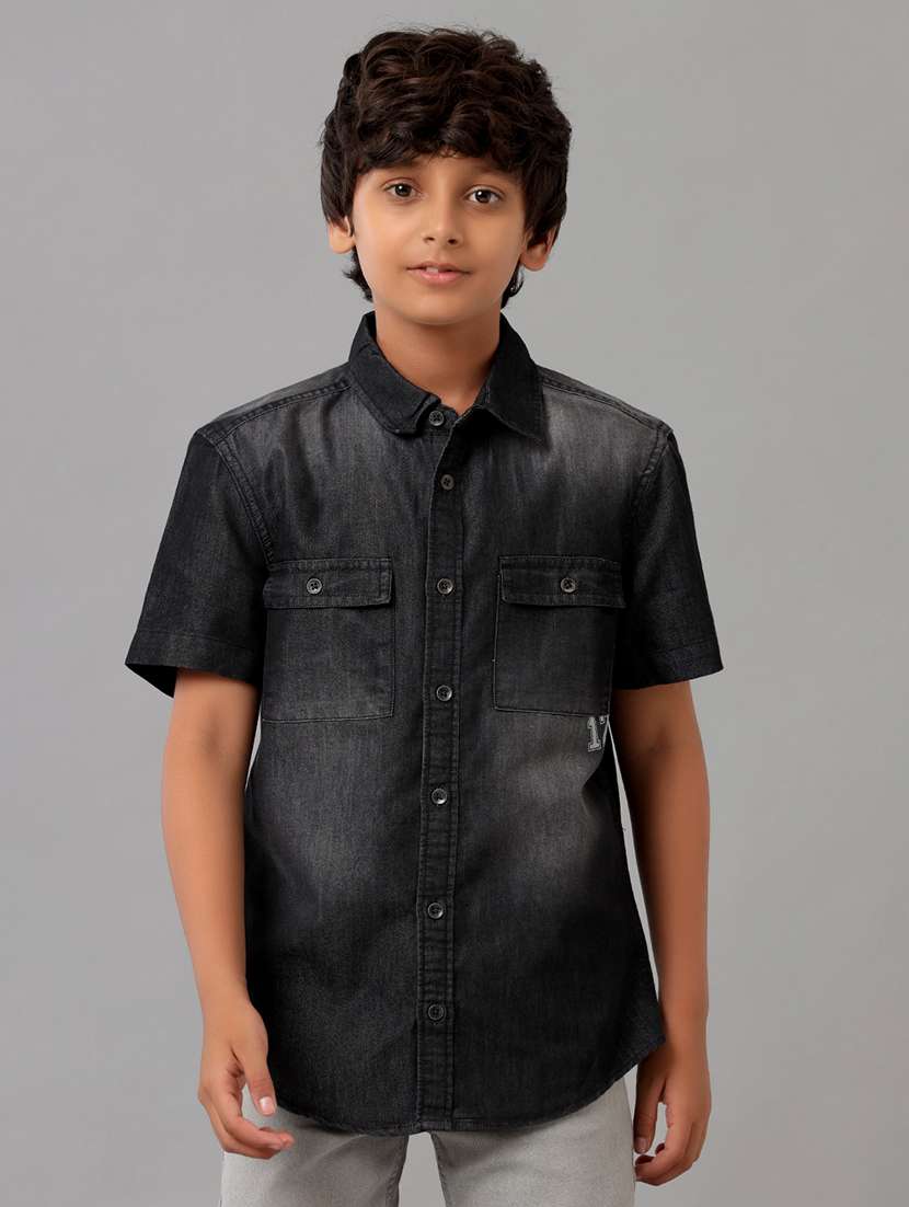 boys collared short sleeve regular fit shirt - 22070809 -  Zoom Image - 0