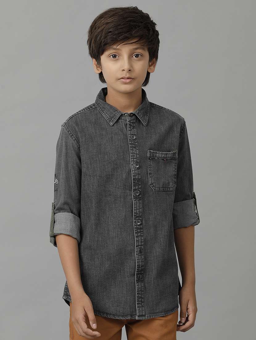 boys collared long sleeve regular fit shirt - 22070826 - Zoom Image - 0