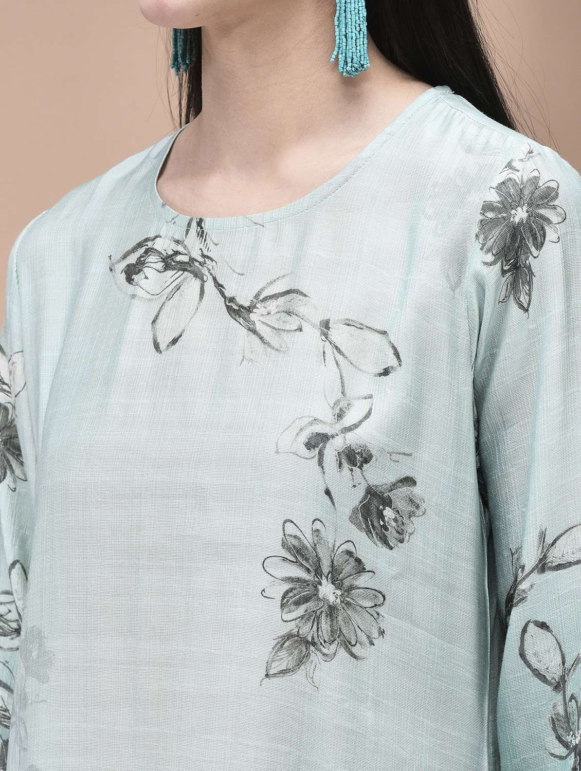 women floral three quarter sleeve kurta pant with dupatta set - 22070844 -  Standard Image - 5