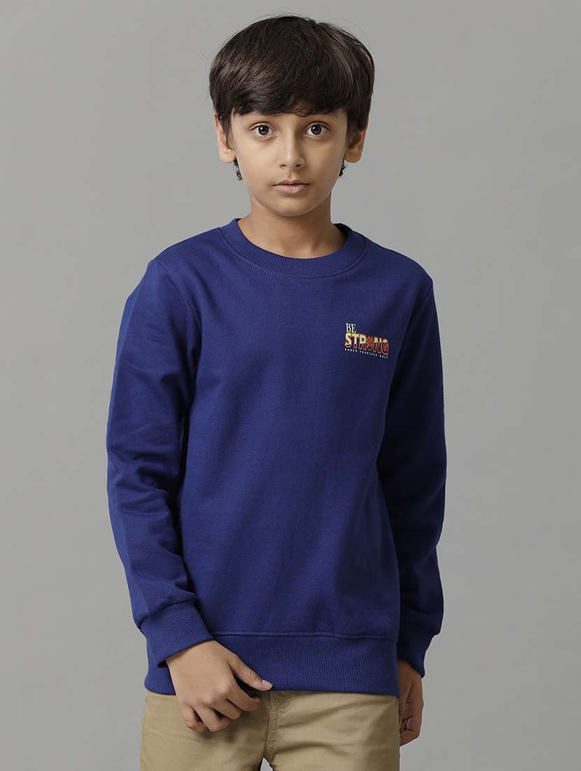 boys solid round neck long sleeve sweatshirt - 22070886 -  Zoom Image - 0