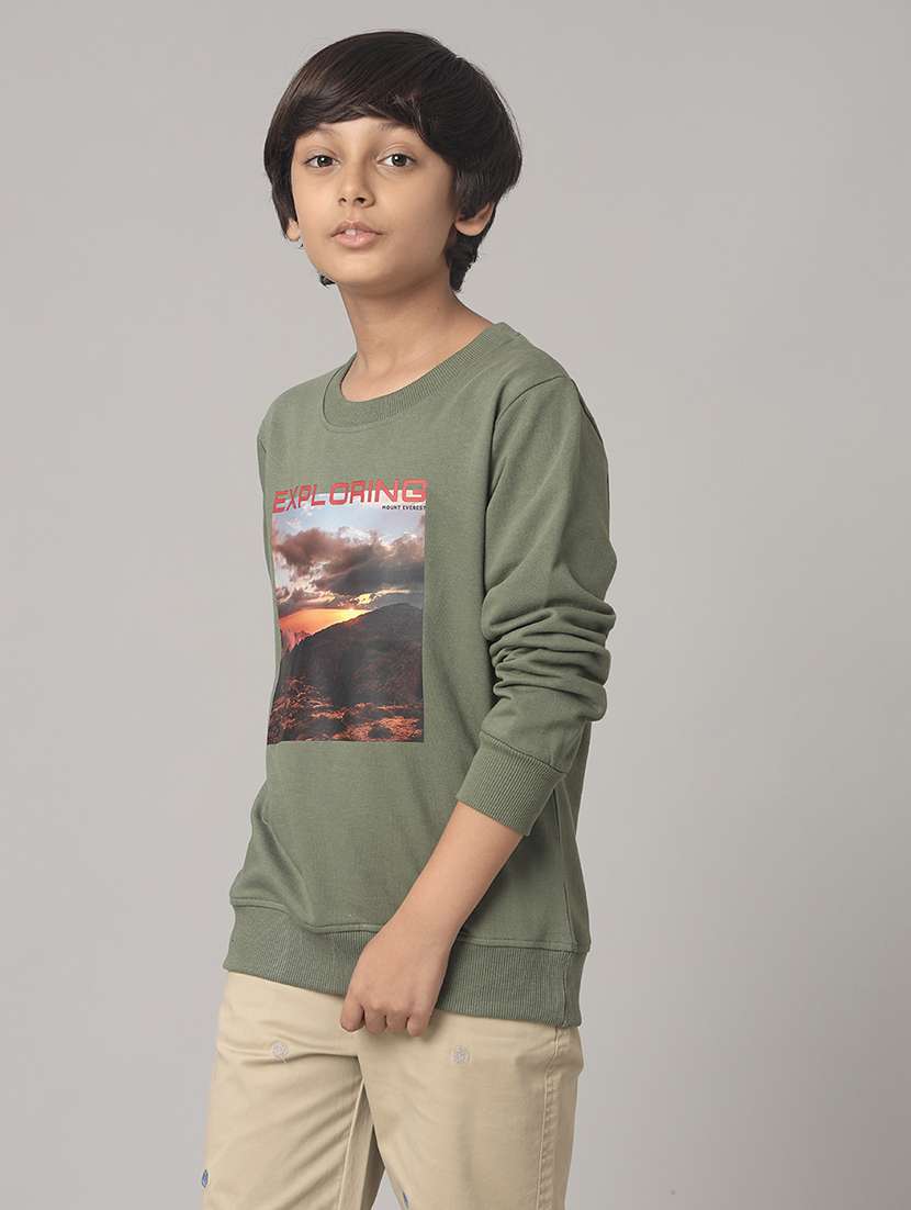 boys printed round neck long sleeve sweatshirt