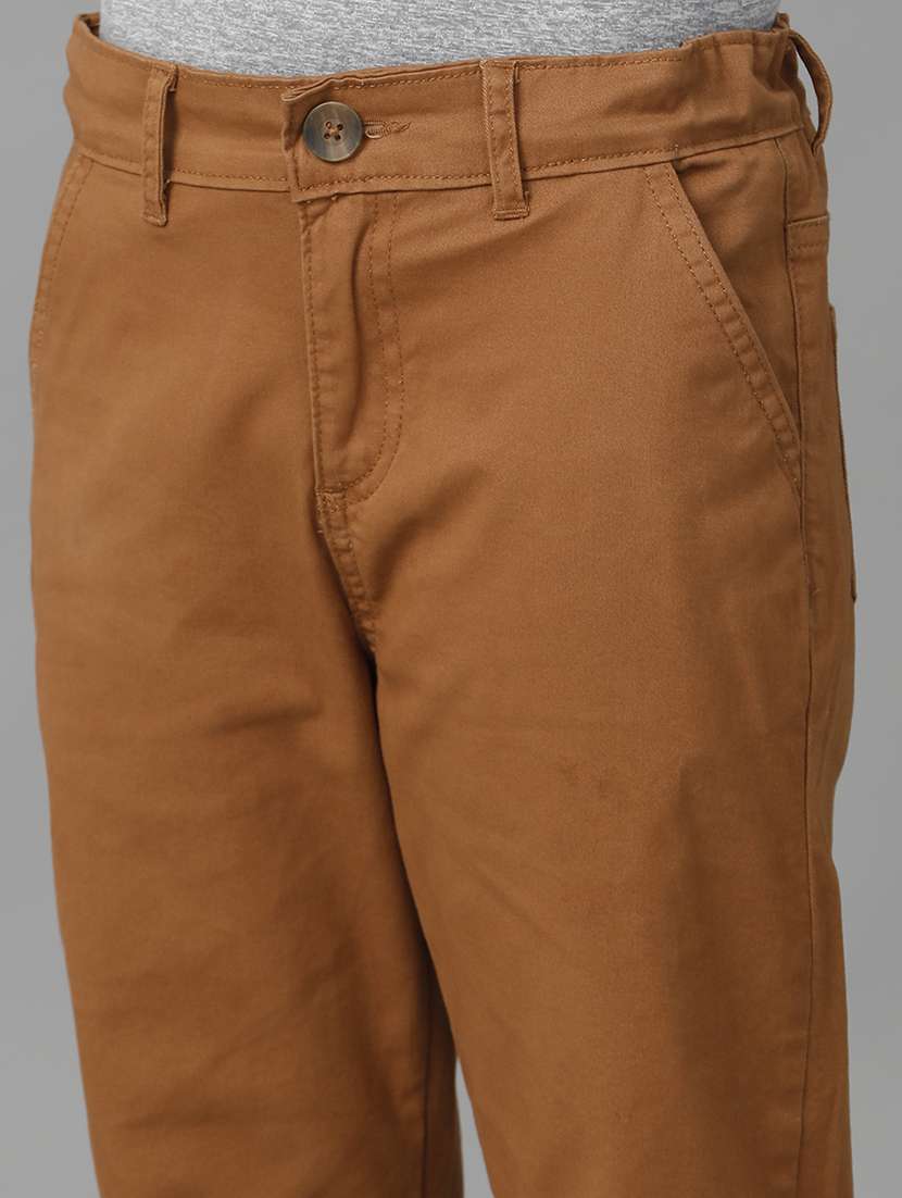 boys solid mid rise slim fit chinos - 22070904 - Standard Image - 3