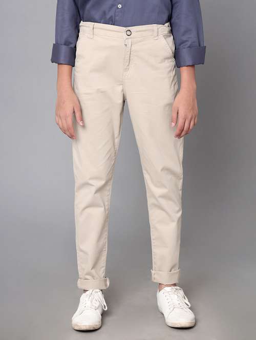 boys solid mid rise slim fit chinos - 22070907 - Standard Image - 0