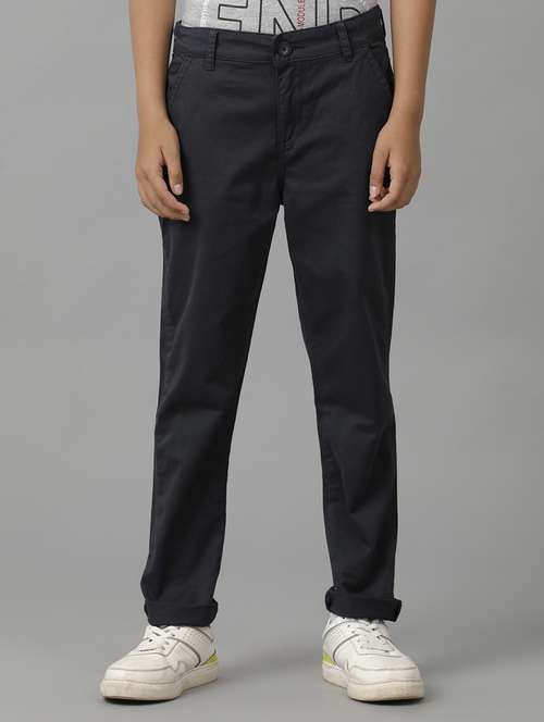 boys solid mid rise slim fit chinos  - 22070909 -  Standard Image - 0