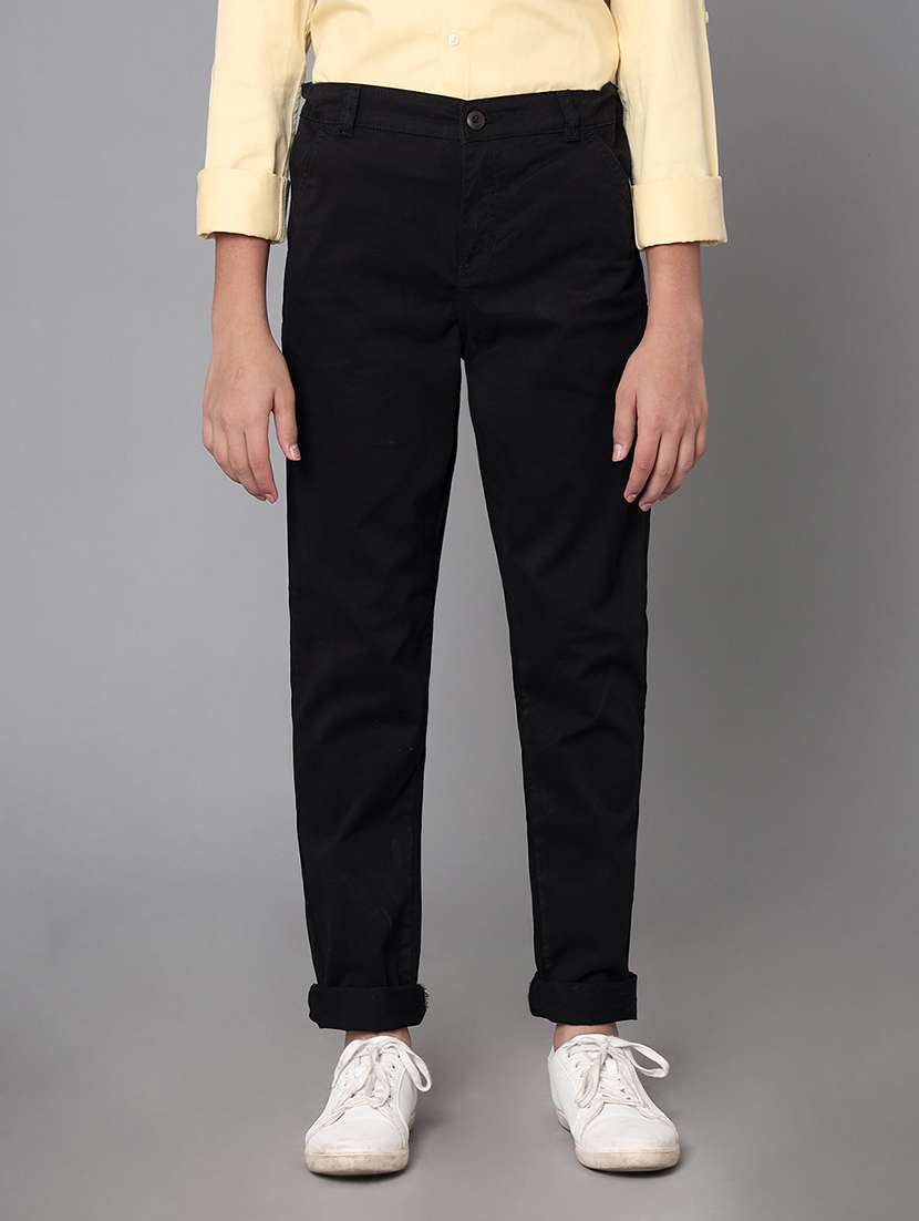 boys solid mid rise slim fit chinos - 22070910 - Zoom Image - 0