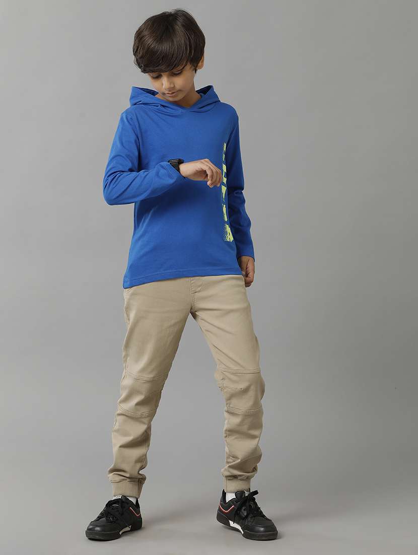 boys solid long sleeve regular fit hooded t-shirt - 22070939 -  Standard Image - 3