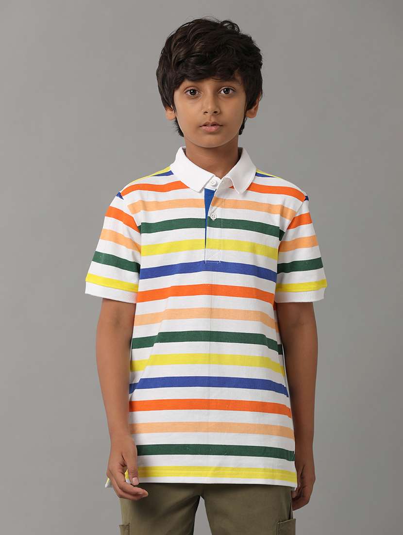 boys striped short sleeve regular fit polo t-shirt