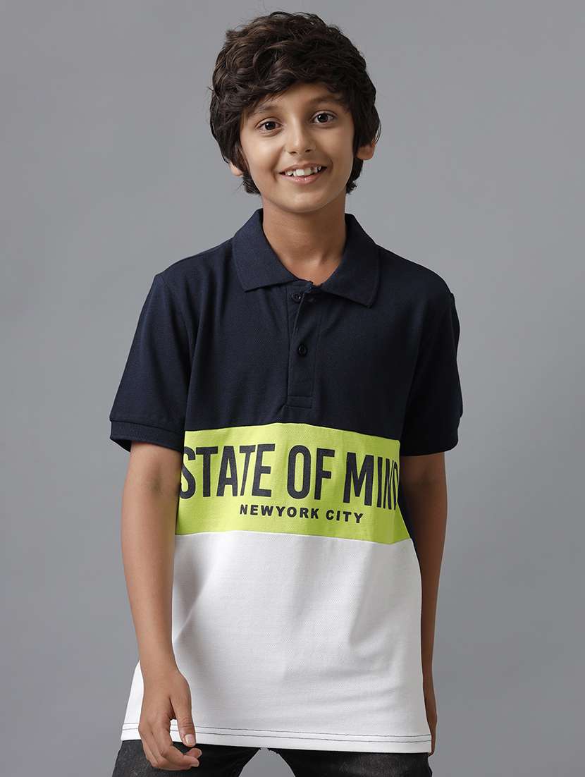 boys color blocked short sleeve regular fit polo t-shirt