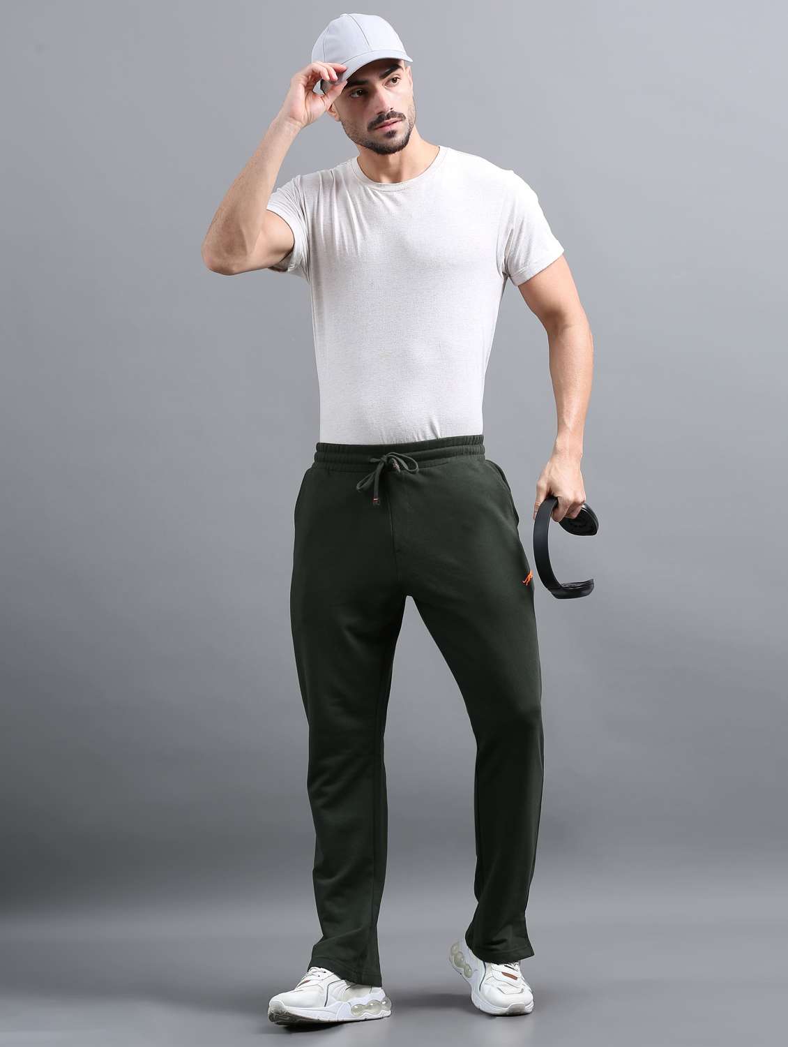 men solid mid rise full length track pant - 22070974 -  Standard Image - 3